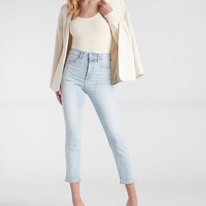 NWT EXPRESS Super High Waisted Light Wash Slim Jeans Size 8L